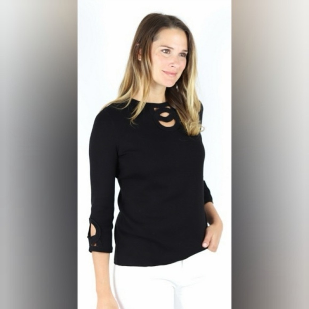 BELFORD woman’s 100% prima cotton Elegant Black Sweater Blouse
